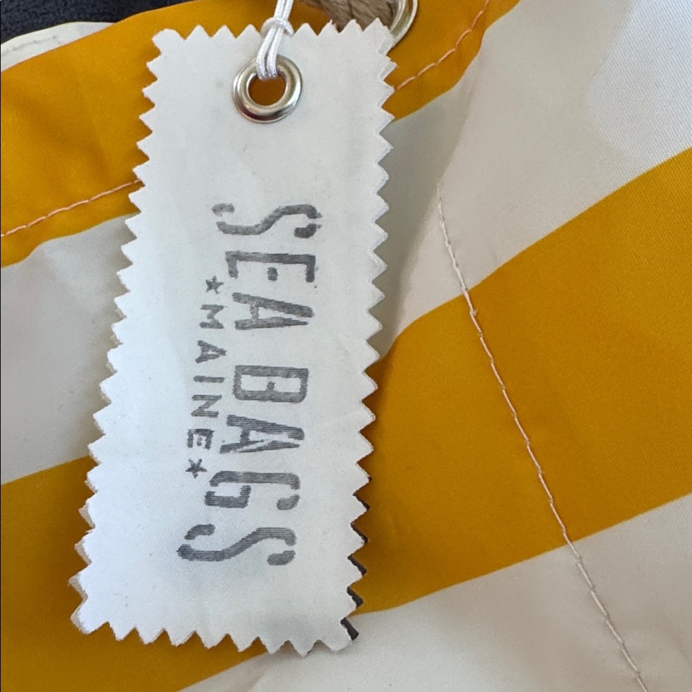Sea Bags made w/ recycled sails! Yellow & White Bucket Bag. Nautically Chic. - Picture 10 of 11